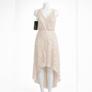 NWT En Focus Studio Cream Ivory Lace Hi Low Dress Size 4 Bridal Shower